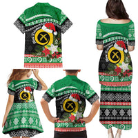 Vanuatu Pig's Tusk Meri Krismas! Family Matching Puletasi and Hawaiian Shirt Vanuatuan Sand Drawing Pattern - Polynesian Pride