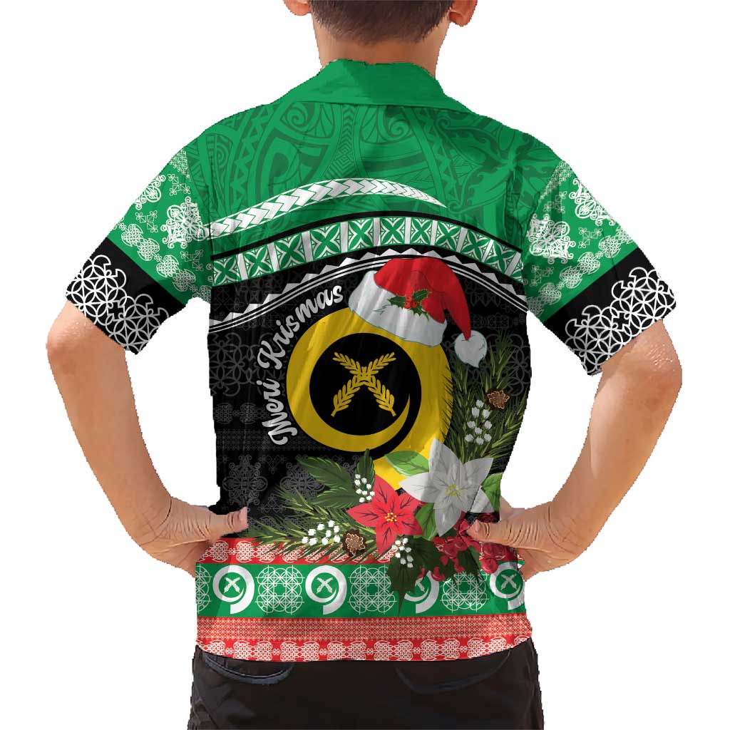 Vanuatu Pig's Tusk Meri Krismas! Family Matching Short Sleeve Bodycon Dress and Hawaiian Shirt Vanuatuan Sand Drawing Pattern LT9 - Polynesian Pride