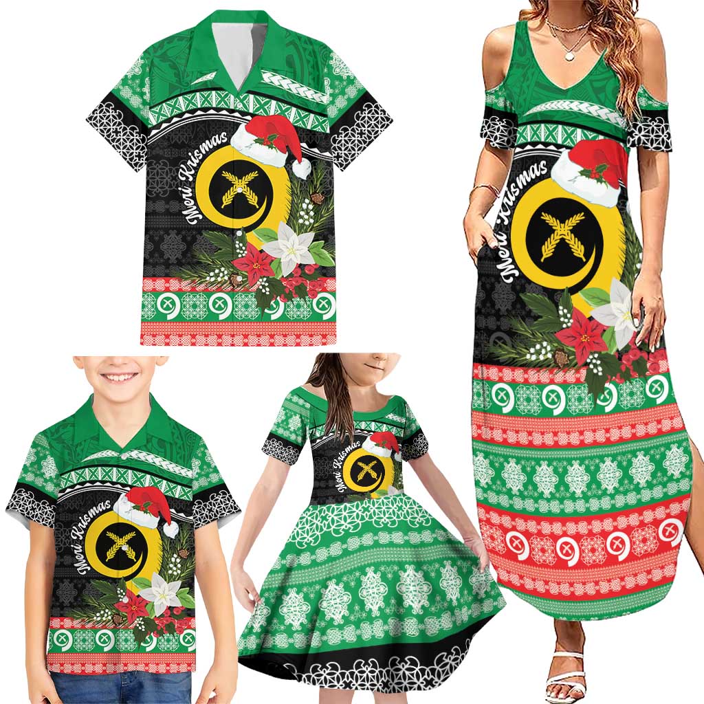 Vanuatu Pig's Tusk Meri Krismas! Family Matching Summer Maxi Dress and Hawaiian Shirt Vanuatuan Sand Drawing Pattern - Polynesian Pride
