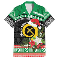 Vanuatu Pig's Tusk Meri Krismas! Family Matching Summer Maxi Dress and Hawaiian Shirt Vanuatuan Sand Drawing Pattern LT9 Dad's Shirt - Short Sleeve Green - Polynesian Pride
