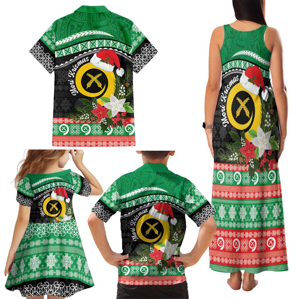 Vanuatu Pig's Tusk Meri Krismas! Family Matching Tank Maxi Dress and Hawaiian Shirt Vanuatuan Sand Drawing Pattern LT9 - Polynesian Pride