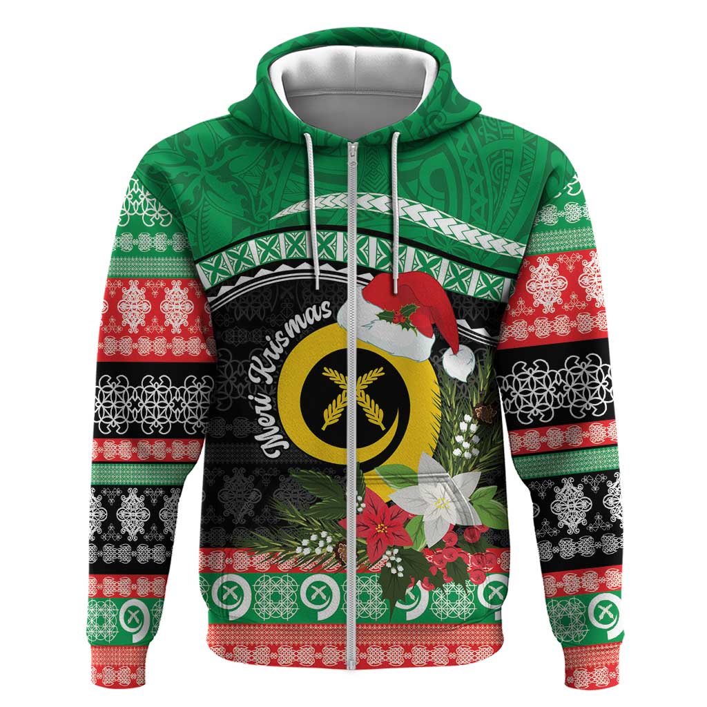 Vanuatu Pig's Tusk Meri Krismas! Hoodie Vanuatuan Sand Drawing Pattern - Polynesian Pride