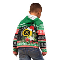 Vanuatu Pig's Tusk Meri Krismas! Kid Hoodie Vanuatuan Sand Drawing Pattern - Polynesian Pride