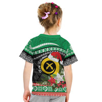Vanuatu Pig's Tusk Meri Krismas! Kid T Shirt Vanuatuan Sand Drawing Pattern - Polynesian Pride