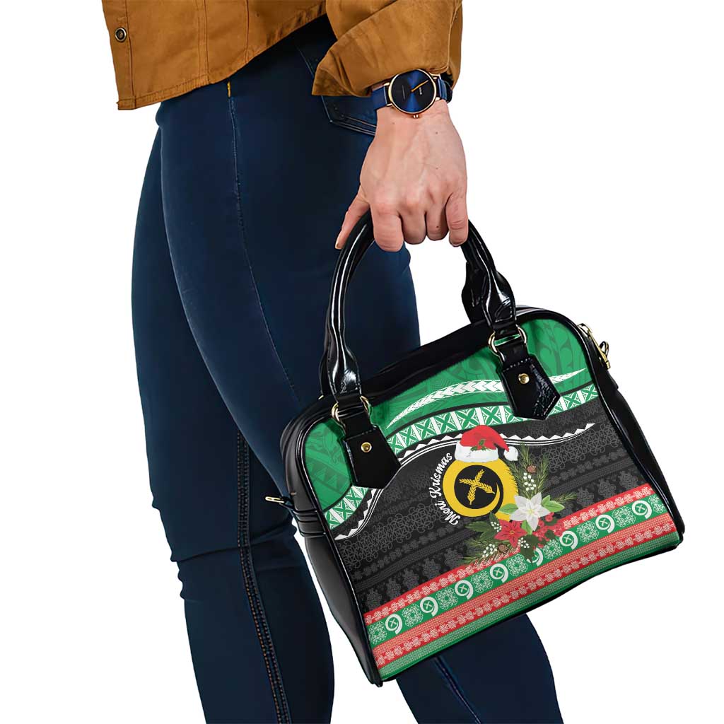 Vanuatu Pig's Tusk Meri Krismas! Shoulder Handbag Vanuatuan Sand Drawing Pattern - Polynesian Pride