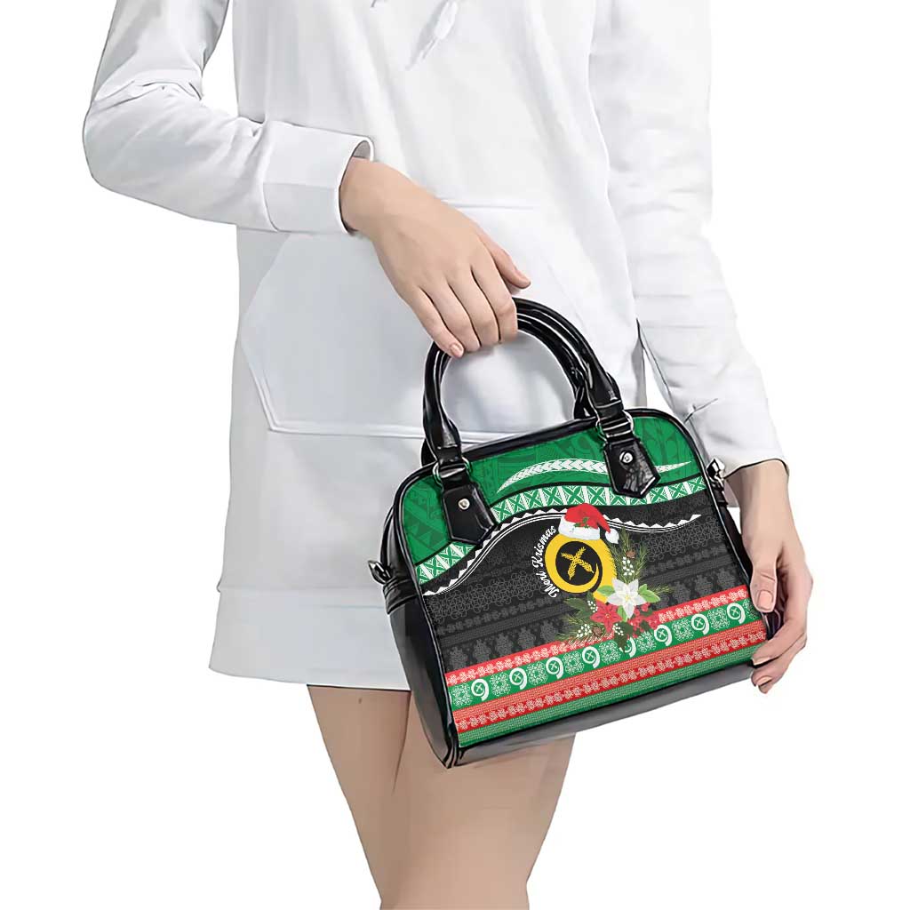 Vanuatu Pig's Tusk Meri Krismas! Shoulder Handbag Vanuatuan Sand Drawing Pattern - Polynesian Pride