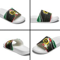 Vanuatu Pig's Tusk Meri Krismas! Slide Sandals Vanuatuan Sand Drawing Pattern - Polynesian Pride