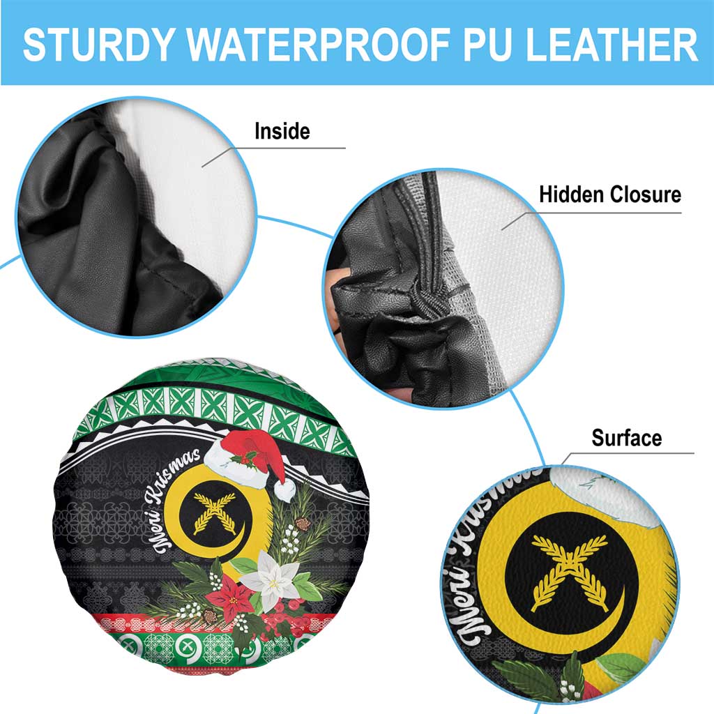 Vanuatu Pig's Tusk Meri Krismas! Spare Tire Cover Vanuatuan Sand Drawing Pattern - Polynesian Pride