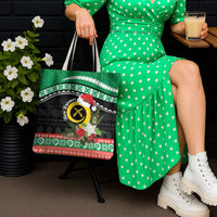 Vanuatu Pig's Tusk Meri Krismas! Tote Bag Vanuatuan Sand Drawing Pattern - Polynesian Pride