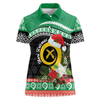 Vanuatu Pig's Tusk Meri Krismas! Women Polo Shirt Vanuatuan Sand Drawing Pattern - Polynesian Pride