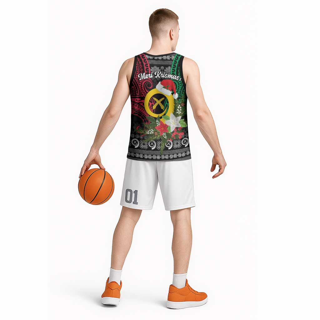 Vanuatu Pig's Tusk Meri Krismas! Basketball Jersey Vanuatuan Ancient Art Spirit - Polynesian Pride