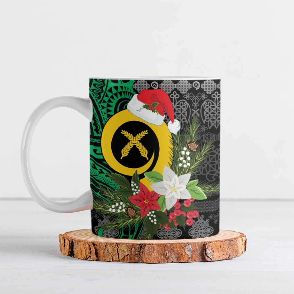 Vanuatu Pig's Tusk Meri Krismas! Ceramic Mug Vanuatuan Ancient Art Spirit LT9 Black - Polynesian Pride