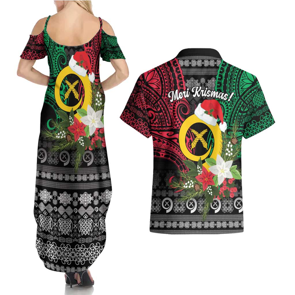 Vanuatu Pig's Tusk Meri Krismas! Couples Matching Summer Maxi Dress and Hawaiian Shirt Vanuatuan Ancient Art Spirit LT9 - Polynesian Pride