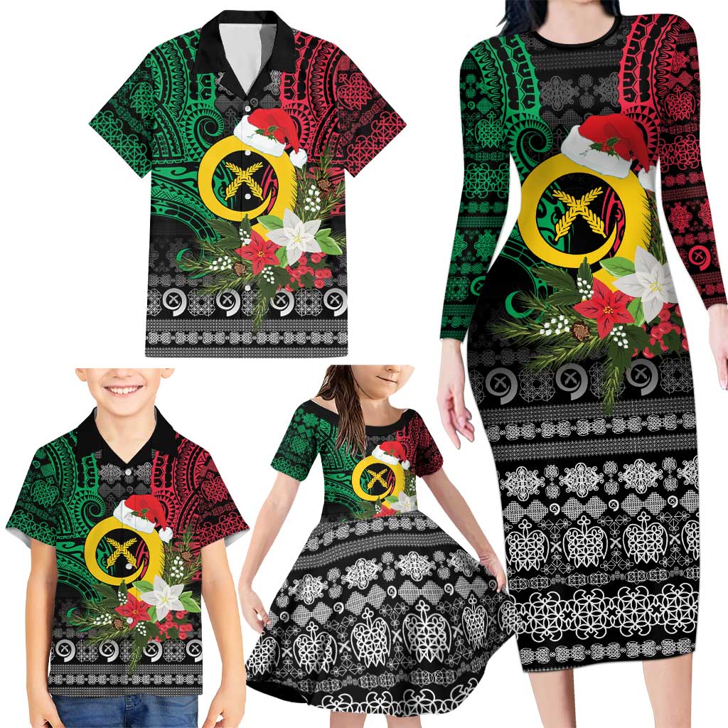 Vanuatu Pig's Tusk Meri Krismas! Family Matching Long Sleeve Bodycon Dress and Hawaiian Shirt Vanuatuan Ancient Art Spirit LT9 - Polynesian Pride