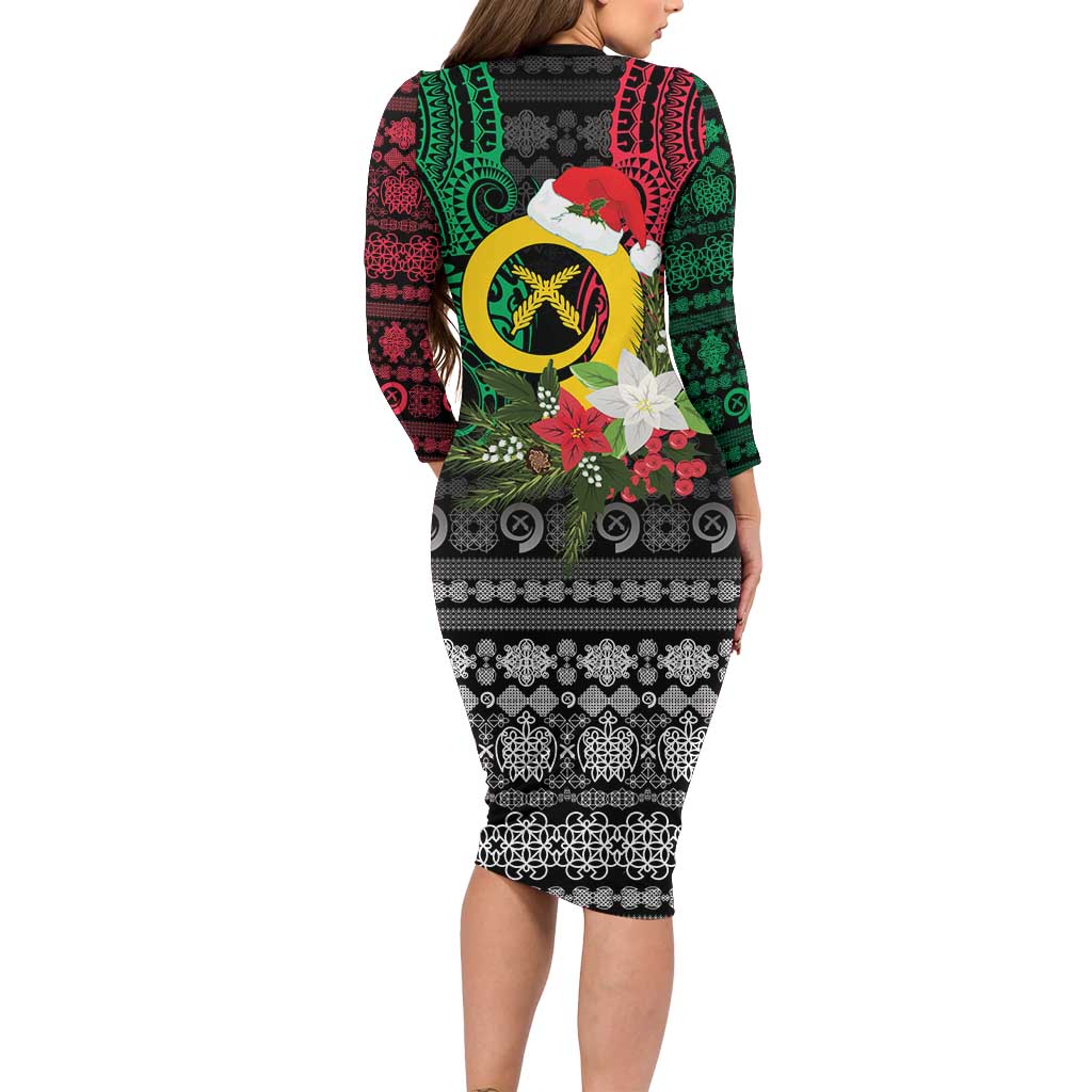 Vanuatu Pig's Tusk Meri Krismas! Family Matching Long Sleeve Bodycon Dress and Hawaiian Shirt Vanuatuan Ancient Art Spirit LT9 - Polynesian Pride