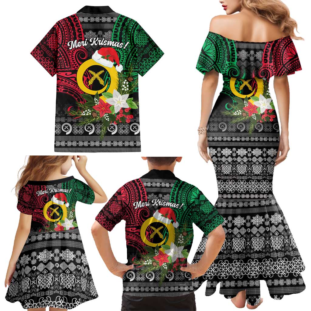 Vanuatu Pig's Tusk Meri Krismas! Family Matching Mermaid Dress and Hawaiian Shirt Vanuatuan Ancient Art Spirit LT9 - Polynesian Pride