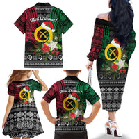 Vanuatu Pig's Tusk Meri Krismas! Family Matching Off The Shoulder Long Sleeve Dress and Hawaiian Shirt Vanuatuan Ancient Art Spirit LT9 - Polynesian Pride