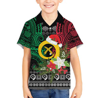 Vanuatu Pig's Tusk Meri Krismas! Family Matching Off Shoulder Short Dress and Hawaiian Shirt Vanuatuan Ancient Art Spirit LT9 Son's Shirt Black - Polynesian Pride