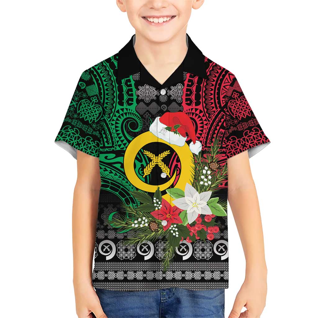 Vanuatu Pig's Tusk Meri Krismas! Family Matching Puletasi and Hawaiian Shirt Vanuatuan Ancient Art Spirit LT9 Son's Shirt Black - Polynesian Pride