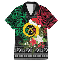 Vanuatu Pig's Tusk Meri Krismas! Family Matching Tank Maxi Dress and Hawaiian Shirt Vanuatuan Ancient Art Spirit LT9 Dad's Shirt - Short Sleeve Black - Polynesian Pride