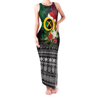 Vanuatu Pig's Tusk Meri Krismas! Family Matching Tank Maxi Dress and Hawaiian Shirt Vanuatuan Ancient Art Spirit LT9 Mom's Dress Black - Polynesian Pride