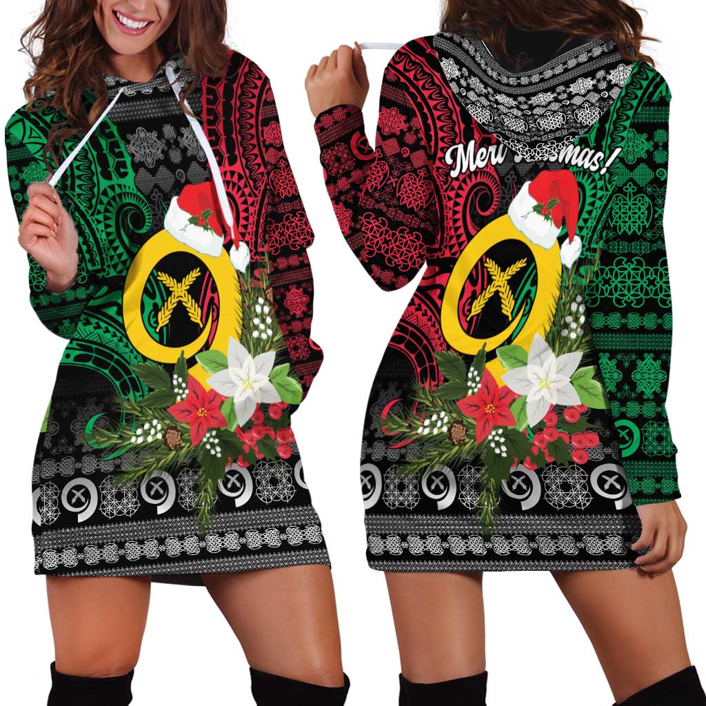 Vanuatu Pig's Tusk Meri Krismas! Hoodie Dress Vanuatuan Ancient Art Spirit LT9 - Polynesian Pride