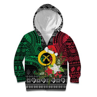 Vanuatu Pig's Tusk Meri Krismas! Kid Hoodie Vanuatuan Ancient Art Spirit LT9 Zip Hoodie Black - Polynesian Pride