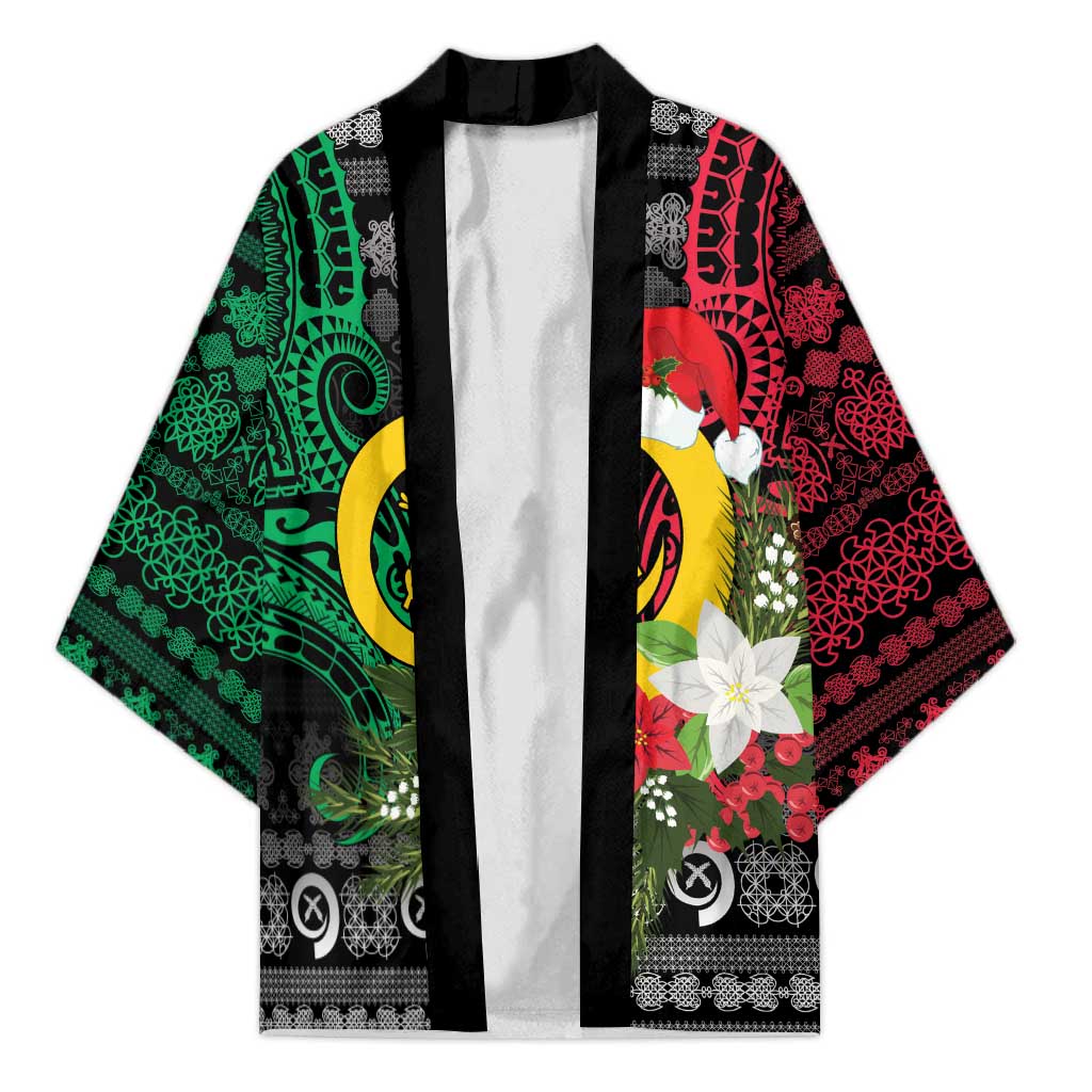 Vanuatu Pig's Tusk Meri Krismas! Kimono Vanuatuan Ancient Art Spirit LT9 Unisex Black - Polynesian Pride