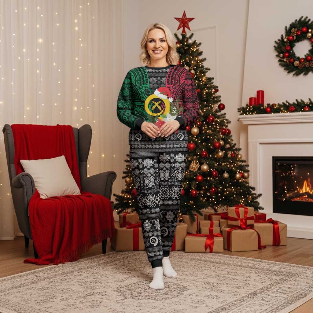 Vanuatu Pig's Tusk Meri Krismas! Christmas Pajama Set Vanuatuan Ancient Art Spirit - Polynesian Pride
