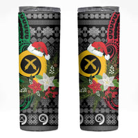 Vanuatu Pig's Tusk Meri Krismas! Skinny Tumbler Vanuatuan Ancient Art Spirit LT9 Black - Polynesian Pride
