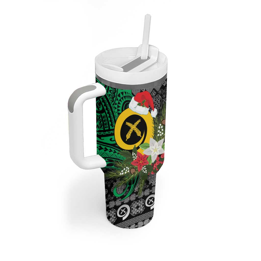 Vanuatu Pig's Tusk Meri Krismas! Tumbler With Handle Vanuatuan Ancient Art Spirit - Polynesian Pride