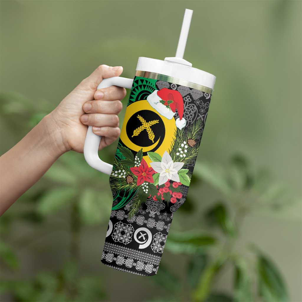 Vanuatu Pig's Tusk Meri Krismas! Tumbler With Handle Vanuatuan Ancient Art Spirit - Polynesian Pride