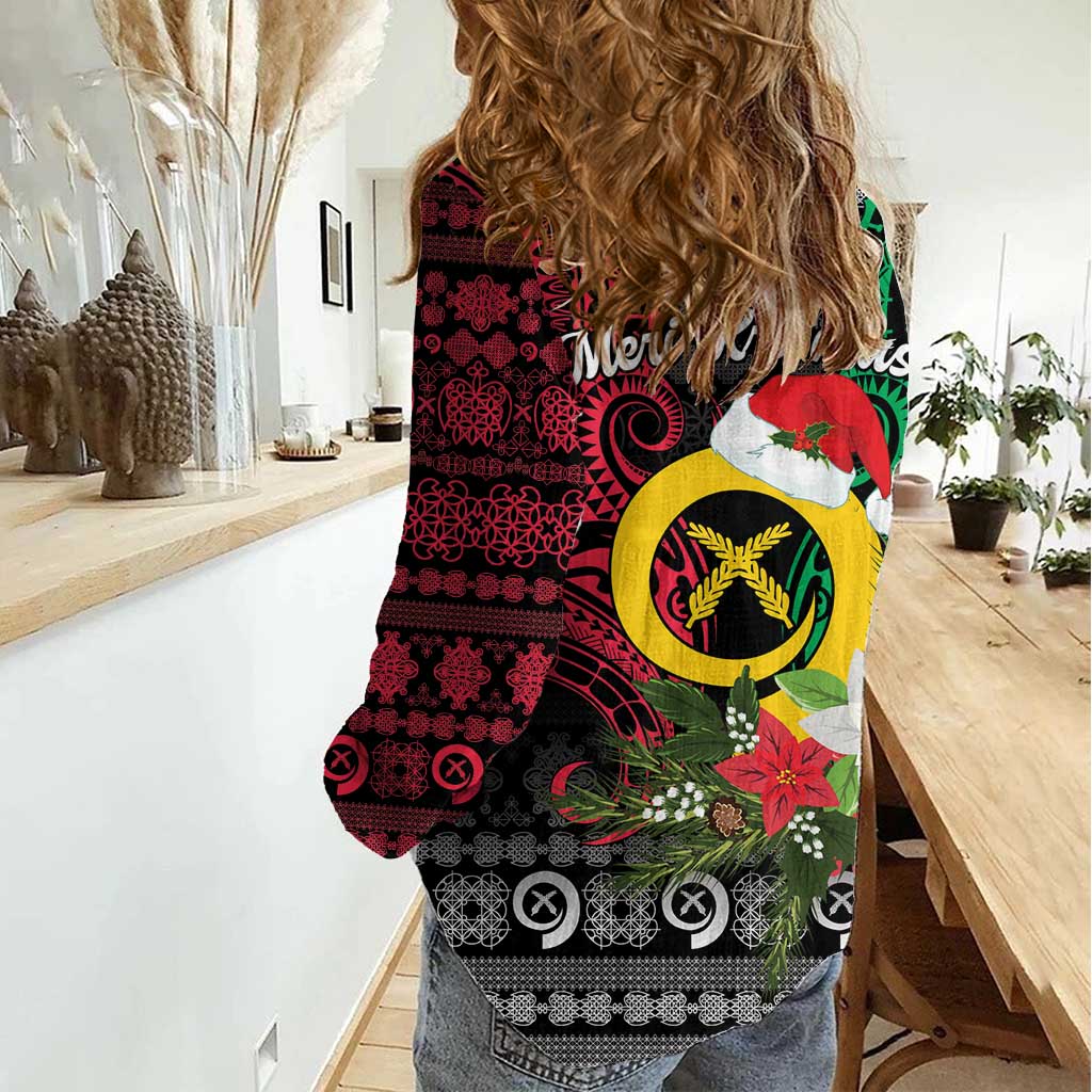 Vanuatu Pig's Tusk Meri Krismas! Women Casual Shirt Vanuatuan Ancient Art Spirit LT9 - Polynesian Pride