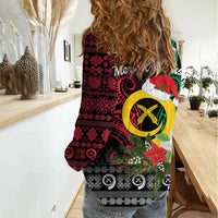 Vanuatu Pig's Tusk Meri Krismas! Women Casual Shirt Vanuatuan Ancient Art Spirit LT9 - Polynesian Pride