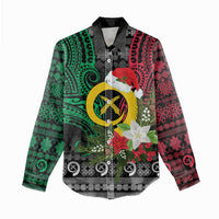 Vanuatu Pig's Tusk Meri Krismas! Women Casual Shirt Vanuatuan Ancient Art Spirit LT9 - Polynesian Pride