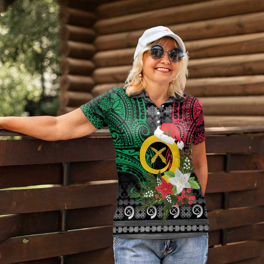 Vanuatu Pig's Tusk Meri Krismas! Women Polo Shirt Vanuatuan Ancient Art Spirit LT9 - Polynesian Pride