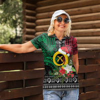 Vanuatu Pig's Tusk Meri Krismas! Women Polo Shirt Vanuatuan Ancient Art Spirit LT9 - Polynesian Pride