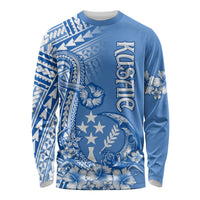 Kosrae Constitution Day Personalised Long Sleeve Shirt Kusaie Hook Tattoo Special Polynesian Pattern LT9 Unisex Blue - Polynesian Pride