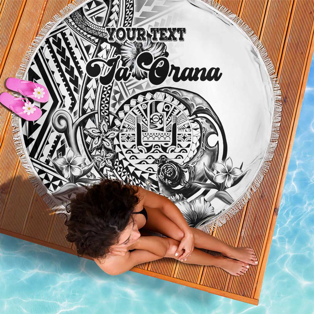 Ia Orana Tahiti Personalised Beach Blanket French Polynesia Hook Tattoo Special White Color LT9
