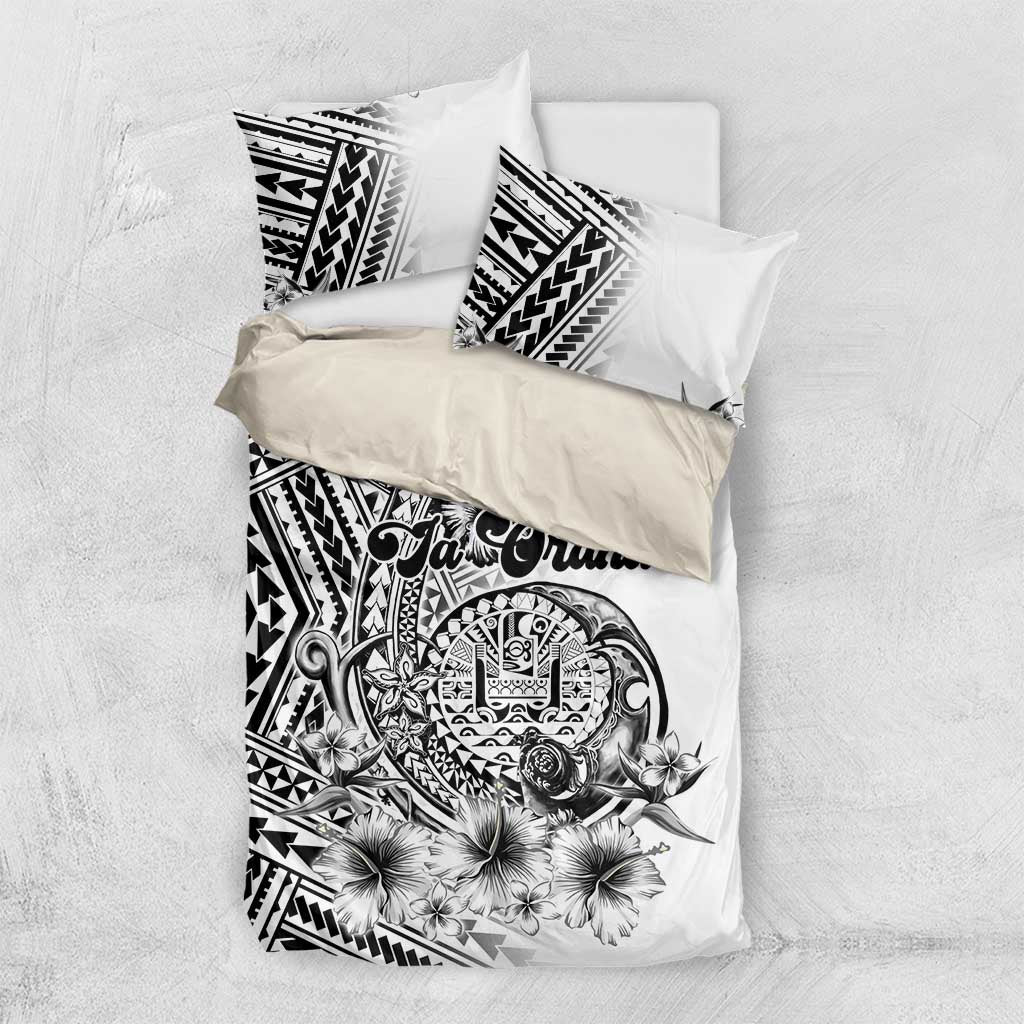 Ia Orana Tahiti Personalised Bedding Set French Polynesia Hook Tattoo Special White Color LT9