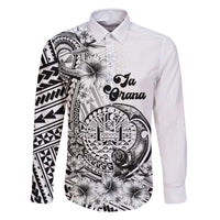 Ia Orana Tahiti Personalised Family Matching Long Sleeve Bodycon Dress and Hawaiian Shirt French Polynesia Hook Tattoo Special White Color LT9 Dad's Shirt - Long Sleeve White - Polynesian Pride