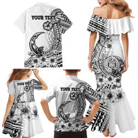 Ia Orana Tahiti Personalised Family Matching Mermaid Dress and Hawaiian Shirt French Polynesia Hook Tattoo Special White Color LT9