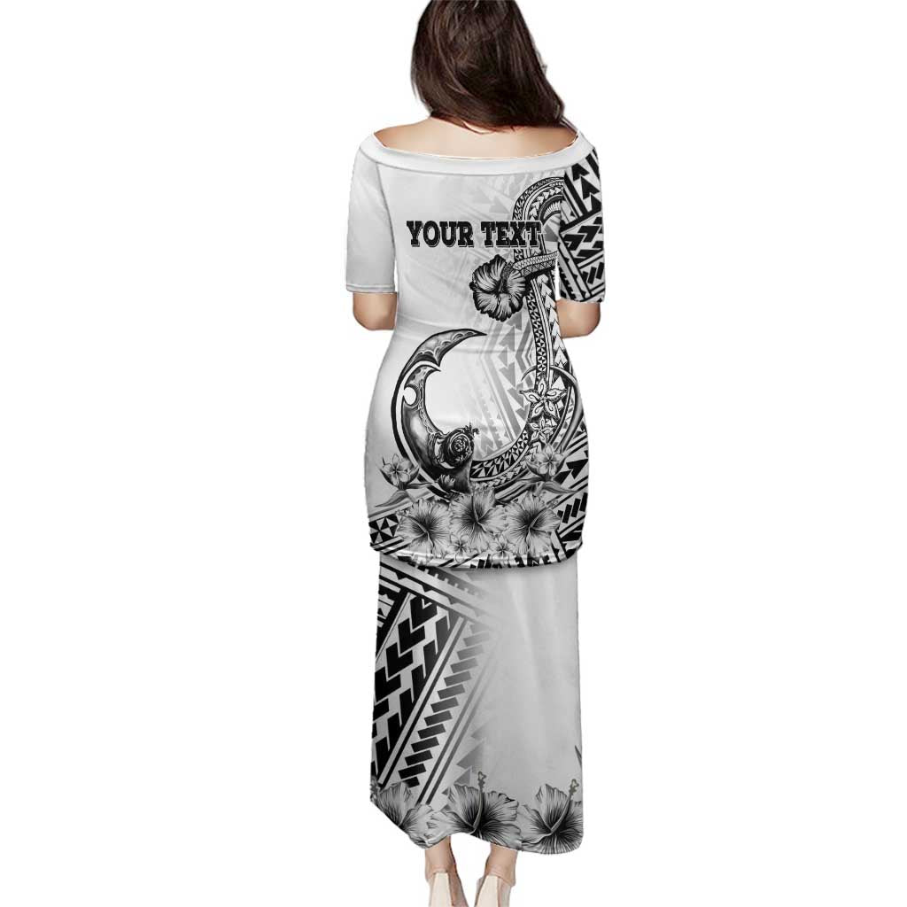 Ia Orana Tahiti Personalised Family Matching Puletasi Dress and Hawaiian Shirt French Polynesia Hook Tattoo Special White Color LT9 - Polynesian Pride
