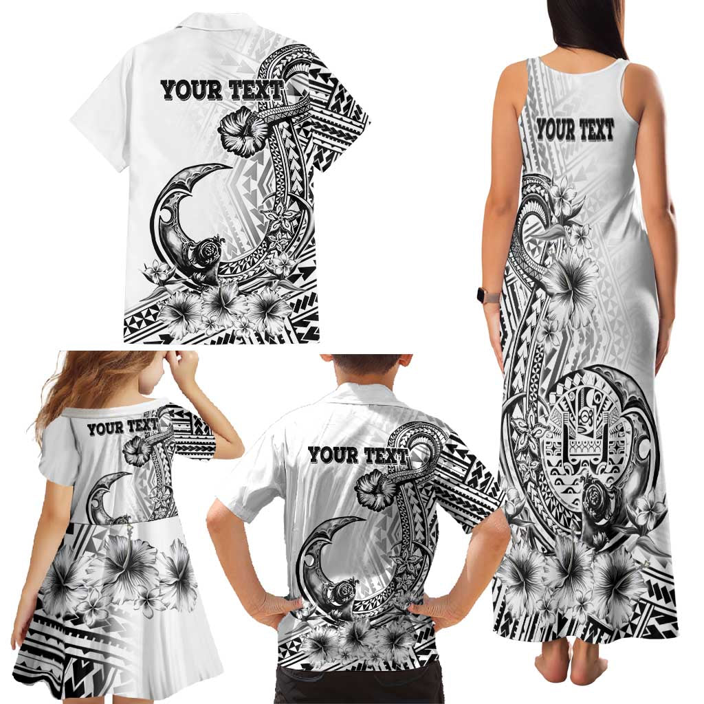 Ia Orana Tahiti Personalised Family Matching Tank Maxi Dress and Hawaiian Shirt French Polynesia Hook Tattoo Special White Color LT9 - Polynesian Pride