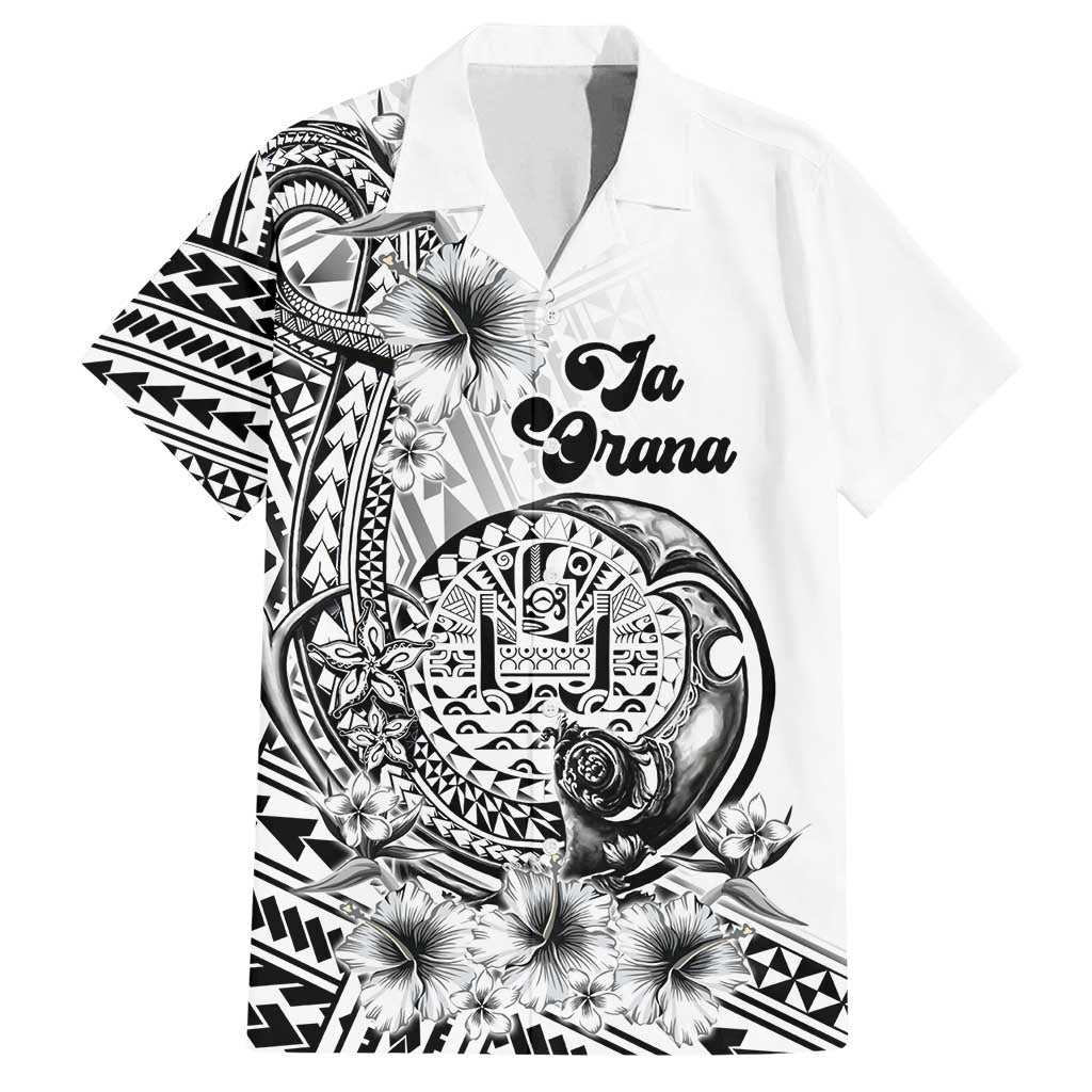 Ia Orana Tahiti Personalised Family Matching Tank Maxi Dress and Hawaiian Shirt French Polynesia Hook Tattoo Special White Color LT9 Dad's Shirt - Short Sleeve White - Polynesian Pride
