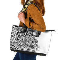 Ia Orana Tahiti Personalised Leather Tote Bag French Polynesia Hook Tattoo Special White Color LT9