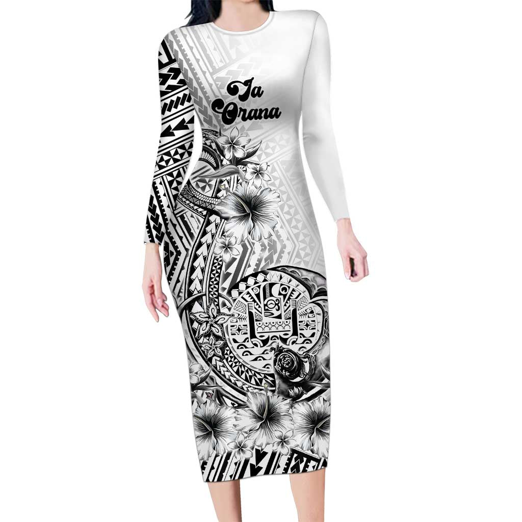 Ia Orana Tahiti Personalised Long Sleeve Bodycon Dress French Polynesia Hook Tattoo Special White Color LT9