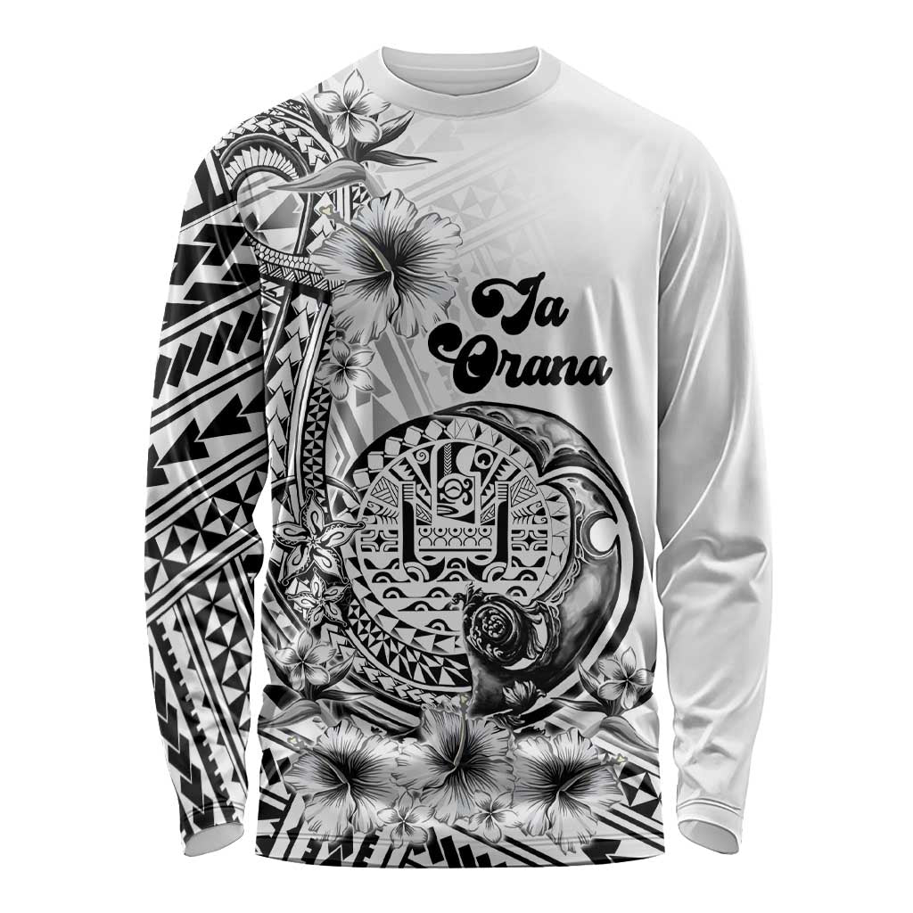 Ia Orana Tahiti Personalised Long Sleeve Shirt French Polynesia Hook Tattoo Special White Color LT9