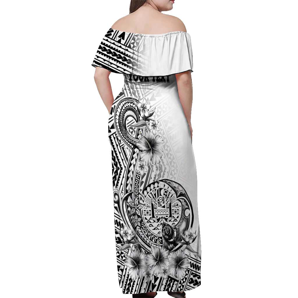 Ia Orana Tahiti Personalised Off Shoulder Maxi Dress French Polynesia Hook Tattoo Special White Color LT9