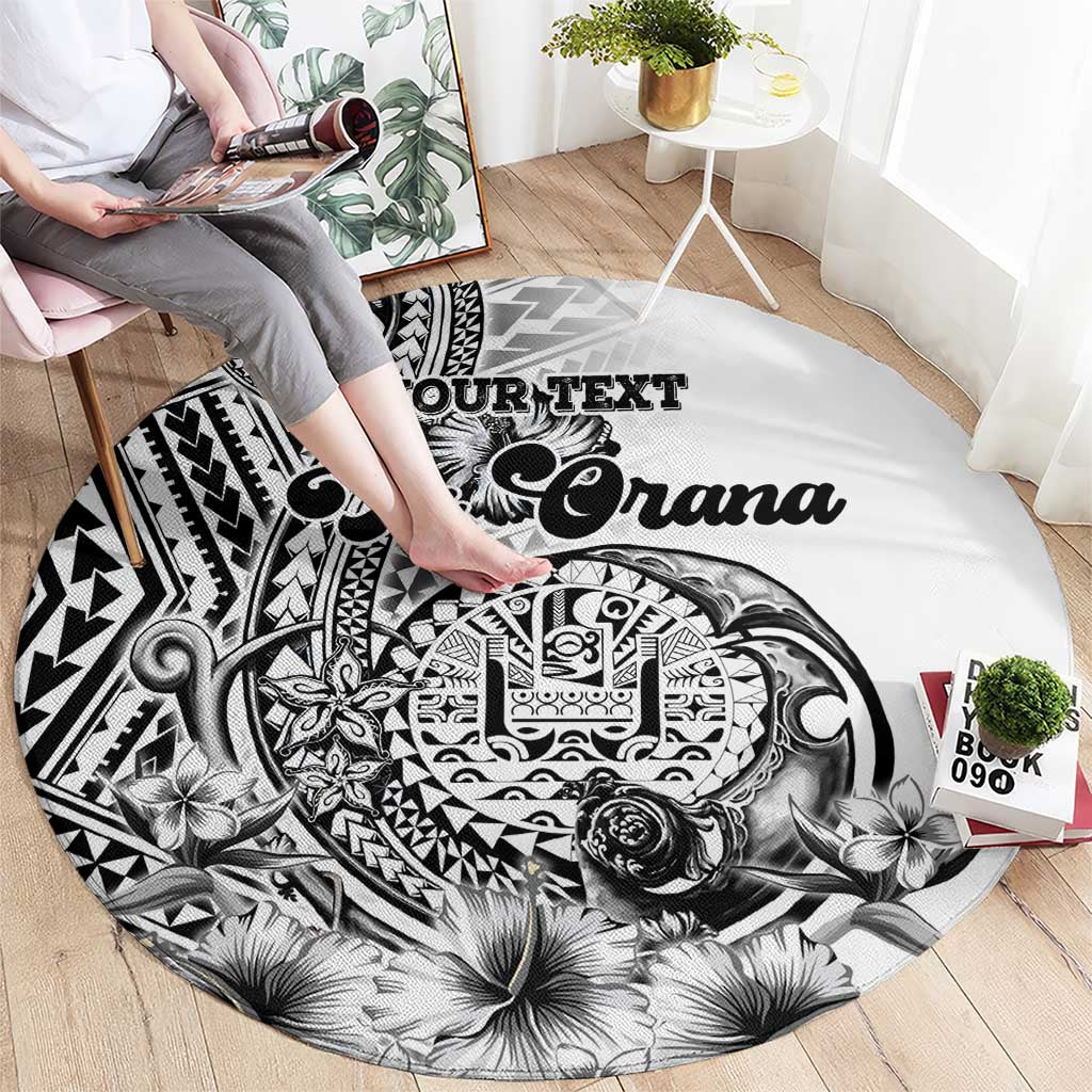 Ia Orana Tahiti Personalised Round Carpet French Polynesia Hook Tattoo Special White Color LT9